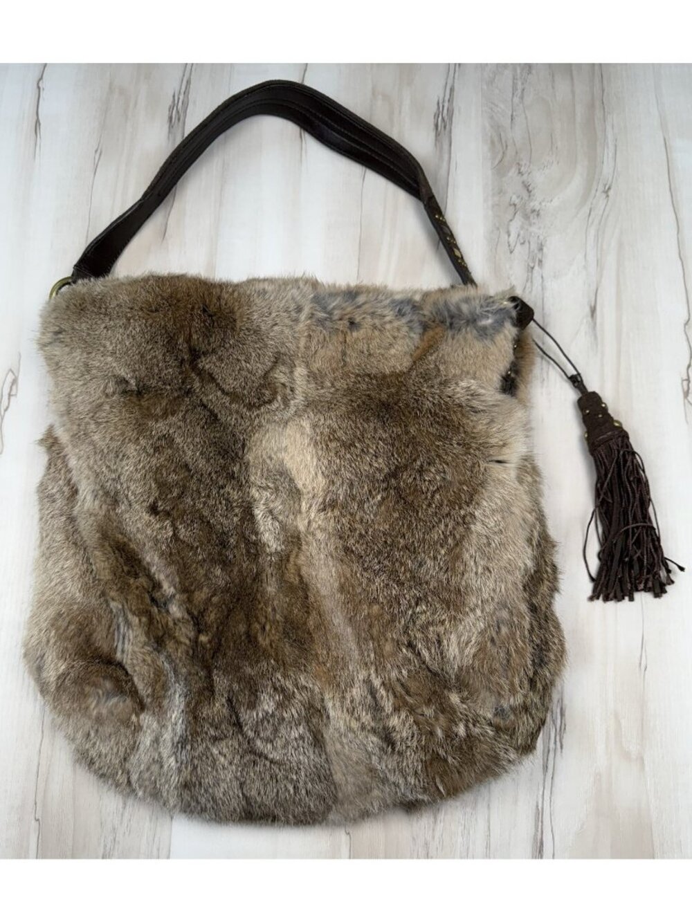 SIGRID OLSEN 14"x15" Rabbit Fur Purse HANDBAG *Signed & Dated by Designer* RARE
